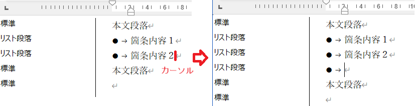 下書きモード時の各段落のスタイル