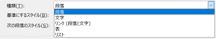 「スタイルの作成」ダイアログ